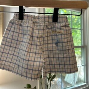 TBBC plaid windowpane blue shorts for toddlers.